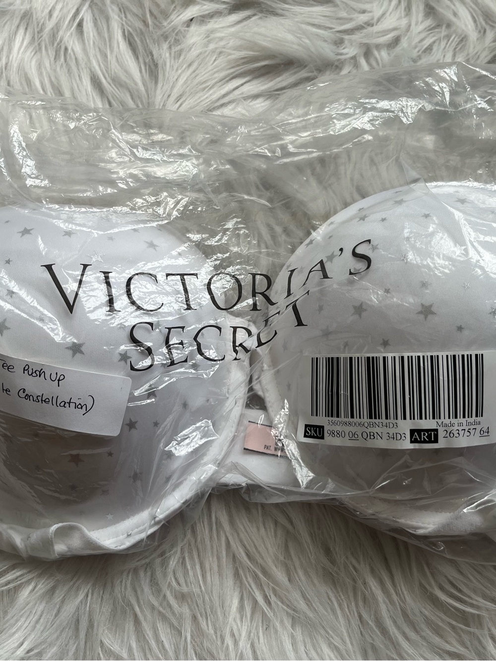 Victoria's Secret Sexy Tee Push Up Bra with Silver Star Print Size 34DDD NWT - Picture 10 of 13